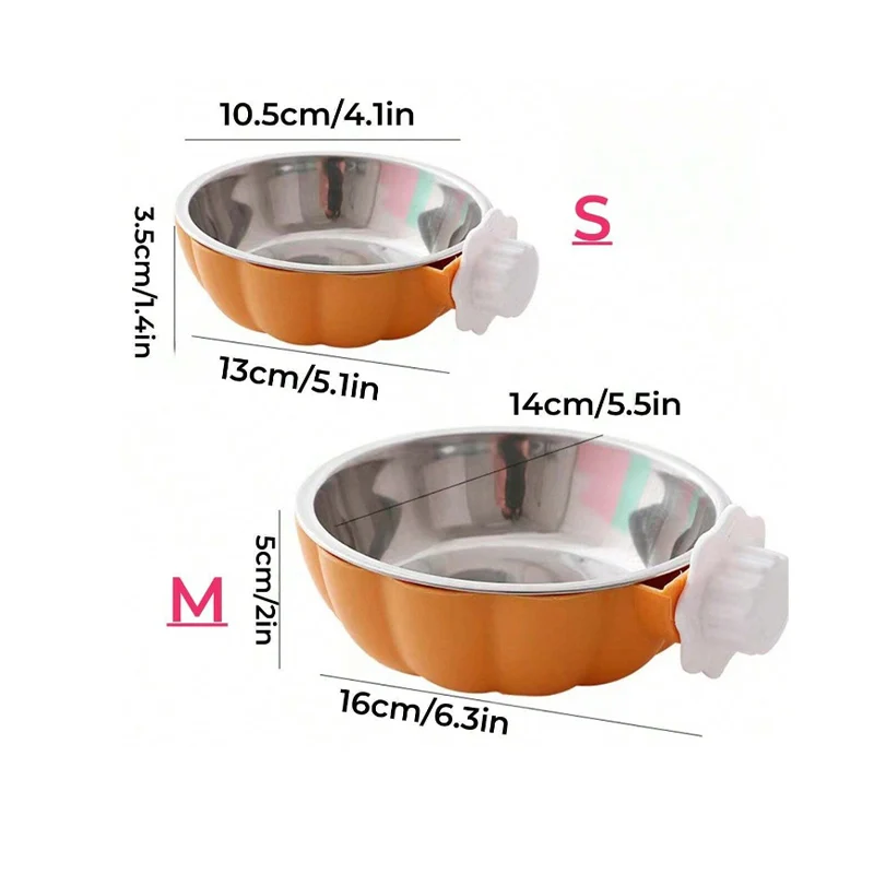 Crate Dog Bowl Removable Stainless Steel Water Food Feeder Bowls Cage Coop Cup For Cat Puppy Bird Pets