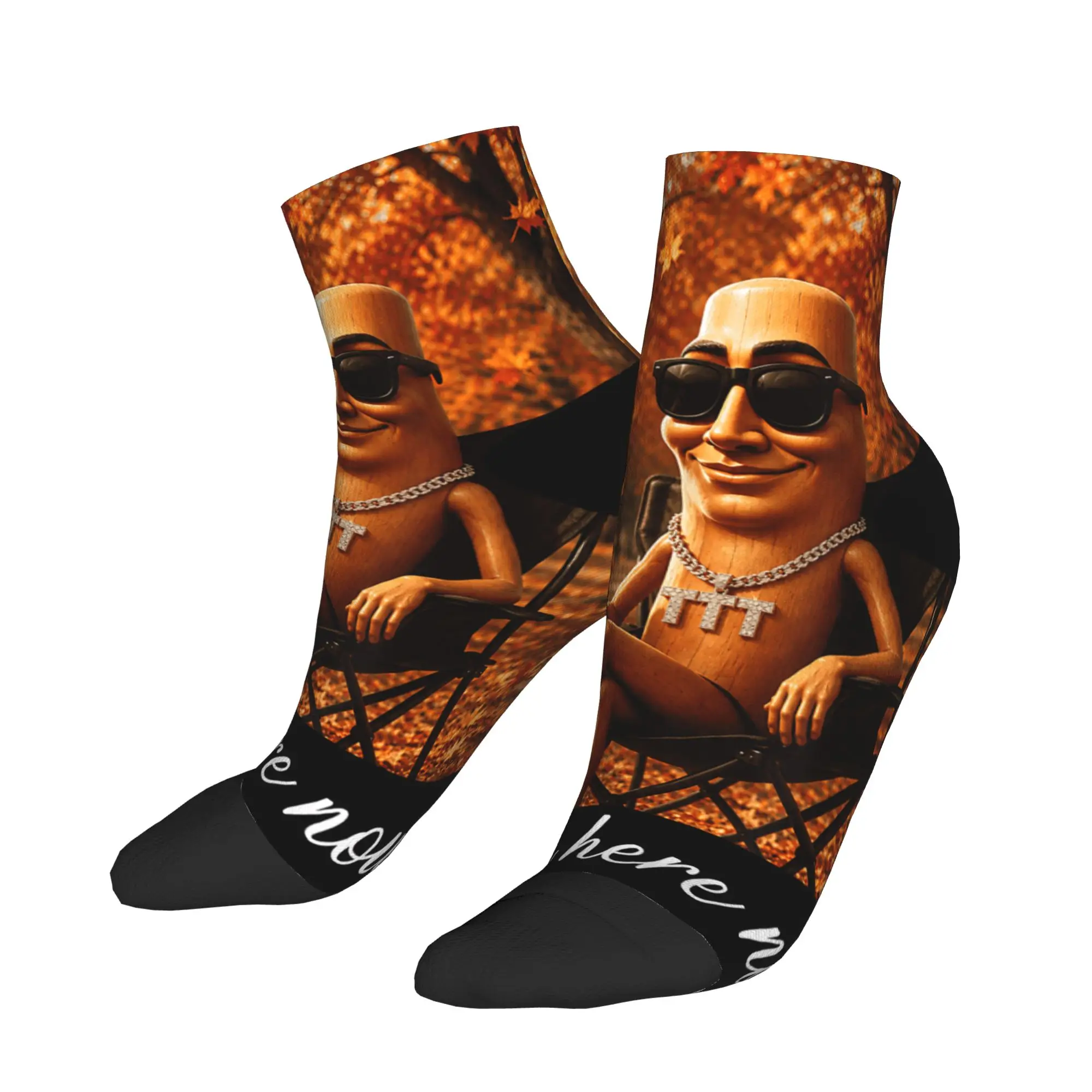 Autumn Park Coffee Time Funny Tung Sahur Brainrot Fall Meme Socks Summer Ankle Socks Harajuku Soft Socks Skateboard Anti Socks
