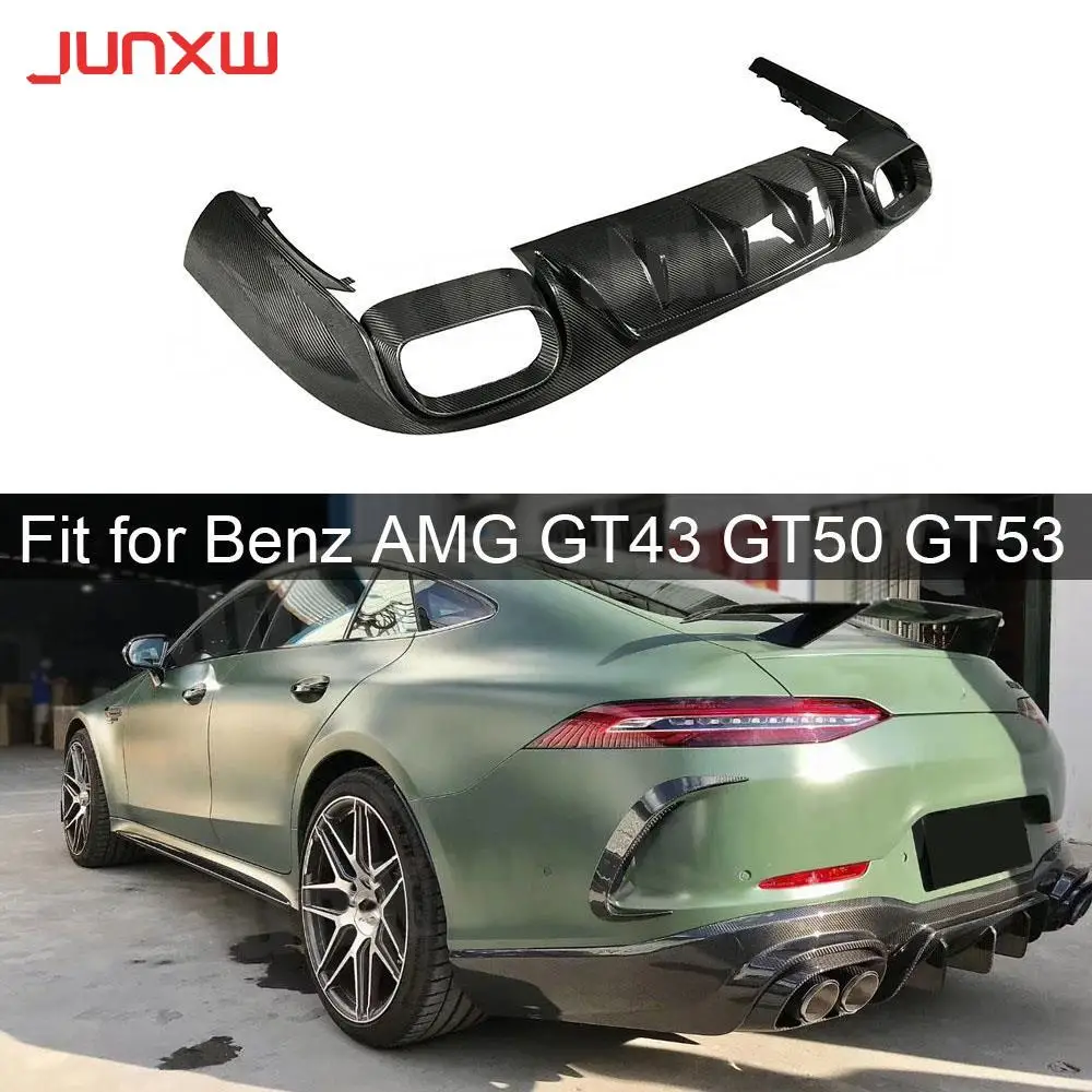 Dry Carbon Fiber Rear Lip Diffuser Spoiler For Mercedes Benz AMG GT43 GT50 GT53 2019 2020 FRP B Style Rear Bumper Protector