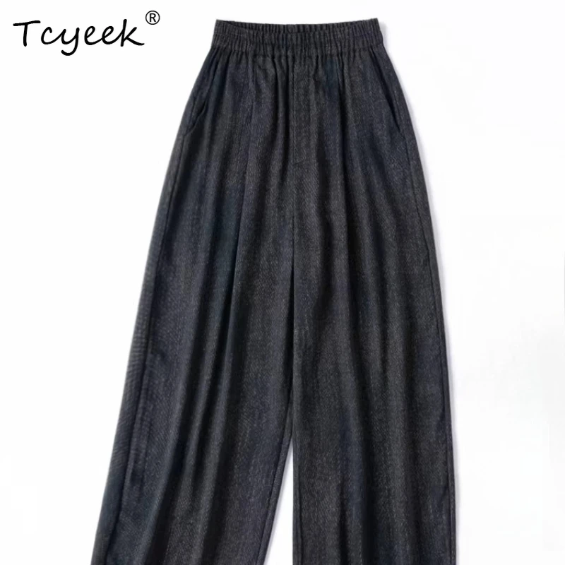 

Шелковые брюки Tcyeek из 100% натурального шелка тутового шелкопряда, 40 мм, женские, весна-осень 2026, свободные, широкие штанины, Pantalones De Mujer