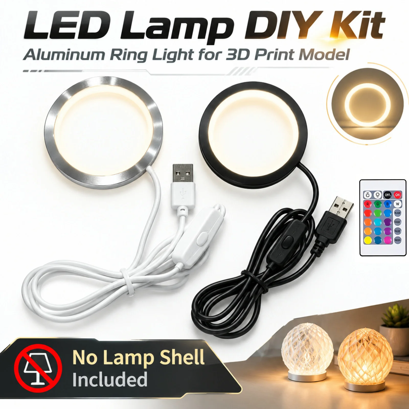 For Bambu Lab LED Lamp Kit 001 Warm White DC 5V 3W RGB For Bambu Lab 3D Printer Parts FOR Bambu Lab Accessories with Remote ····