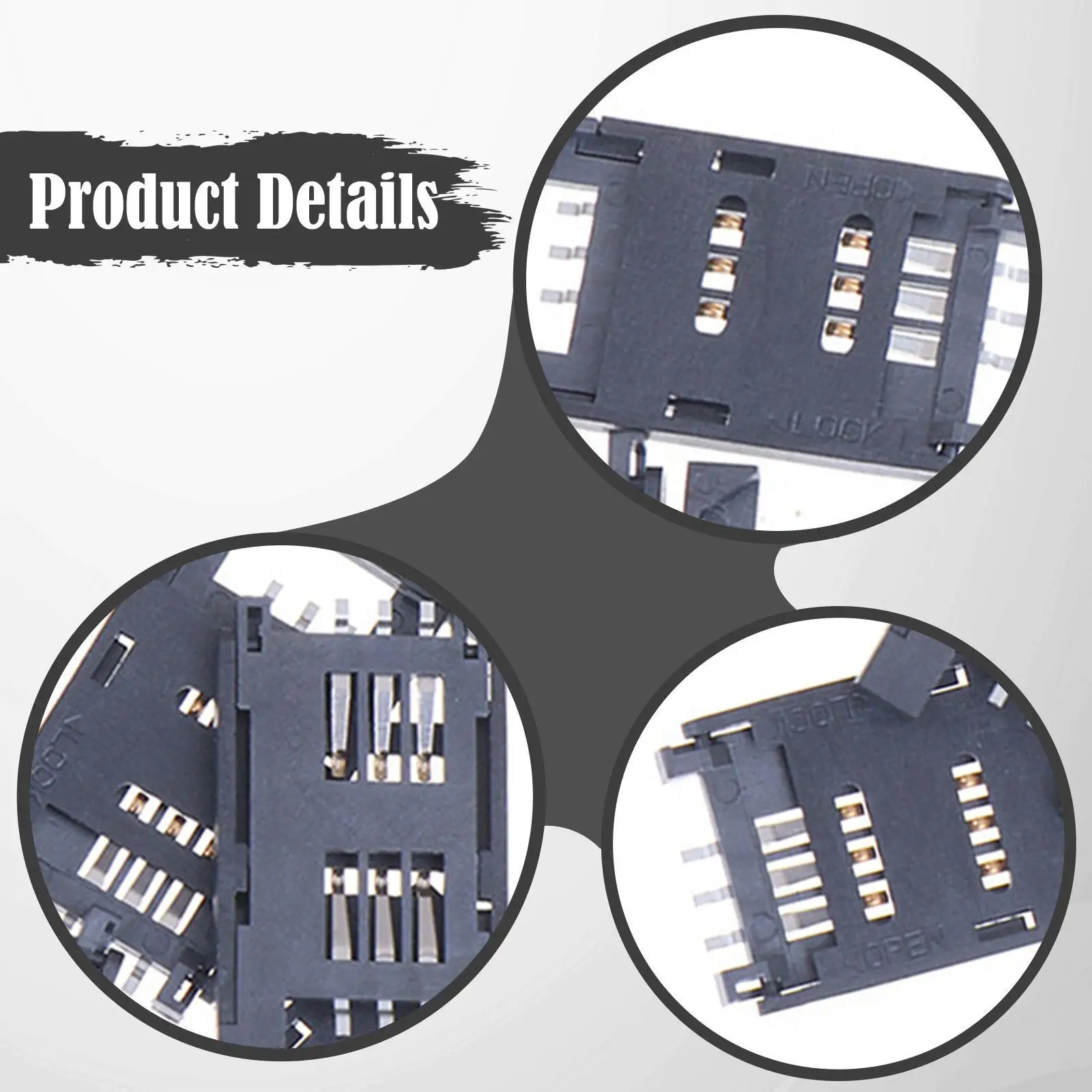 6 Pin SIM Card Holder Tray Flip Socket SMT SMD Repair Accessory for Mobile Communication Cards