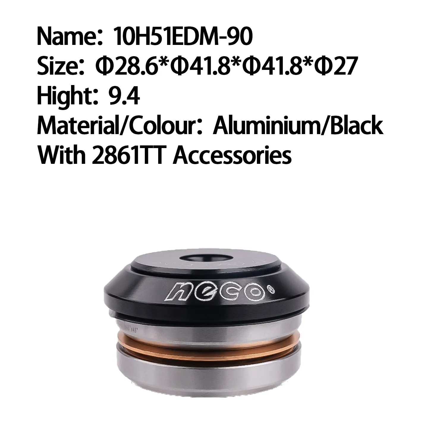 

Neco H51 Bike Accessories 28.6MM Bmx/Road Bike Parts 9.4MM Height Bicycle Headset Aluminum Alloy