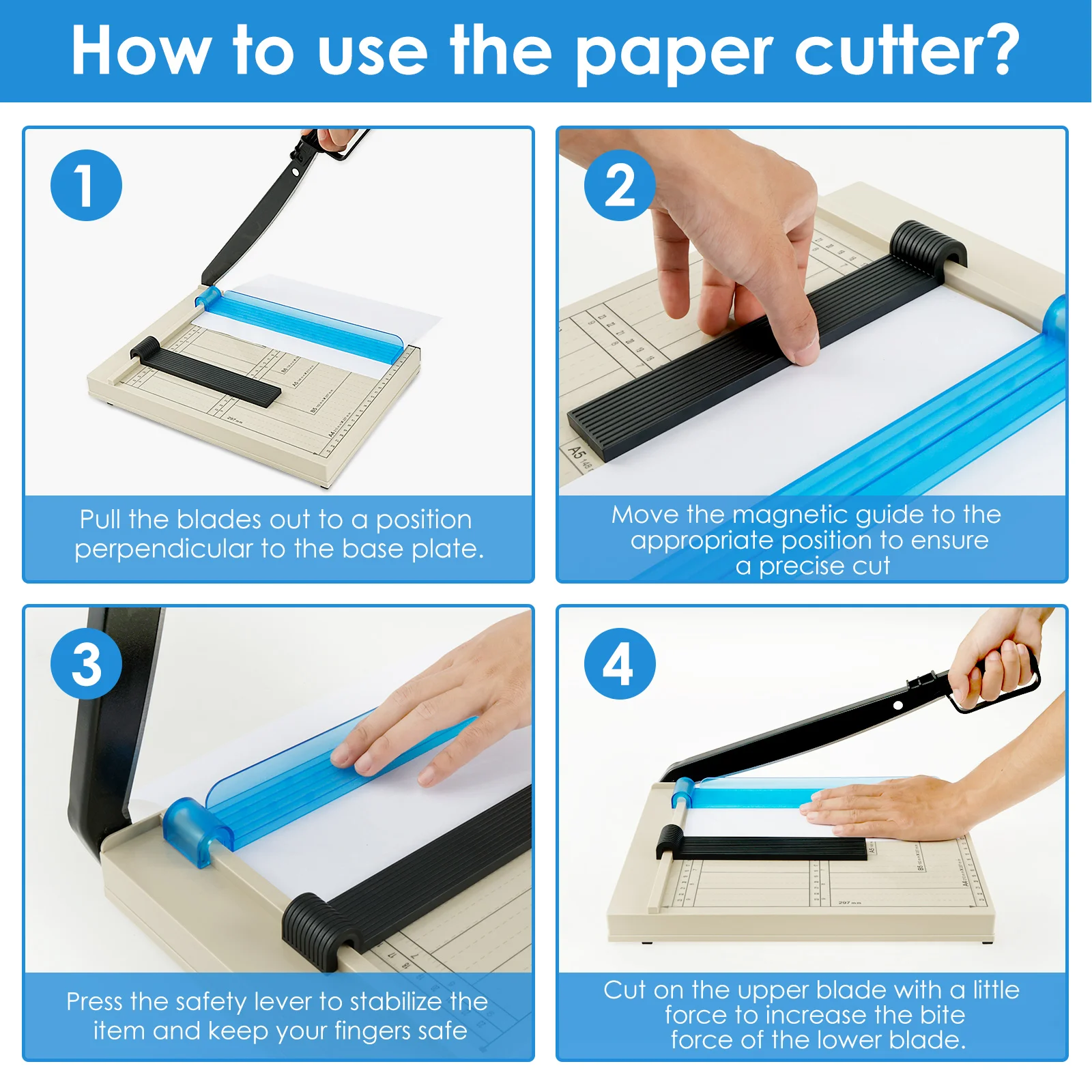 Guillotine Paper Cutter with Safety Guard and Blade Lock Accurate Cutting Paper Slicer 12 Sheets Capacity Paper Cutter For DIY