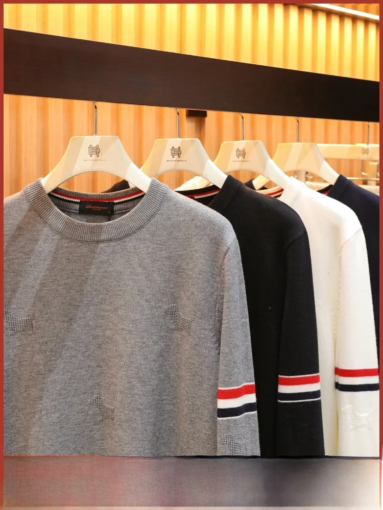 

Мужской повседневный вязаный свитер из смесовой шерсти из модала, круглый, с рисунком собаки, модный, осенне-зимний, Новое поступление, удобный мягкий...