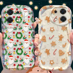 Santa Claus Christmas Pattern 3D Wave Case For Xiaomi Redmi Note 14C 13C 13 12 12C 11 10 10C 9C A2 A3 K50 Pro Plus 4G 5G Cover