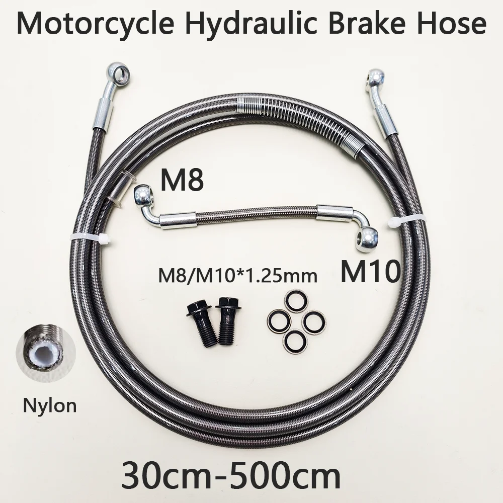 

AN3 Motorcycle Silver Brake HoseM8/10 Banjo Line Brake Cable Hydraulic Clutch for Suzuki Kawasaki Yamaha ATV Oil Pipe Line