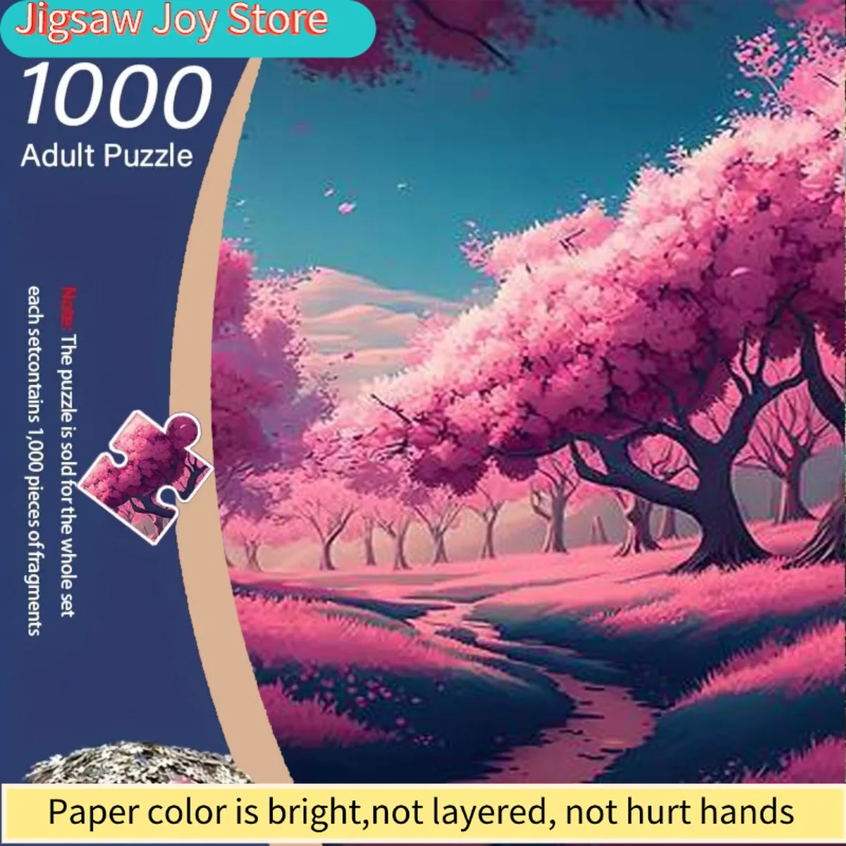 

Пазл для взрослых на 1000 элементов - Вдохновленный розовыми цветами вишни и деревом, с падающими лепестками, крупные детали, легкая сборка