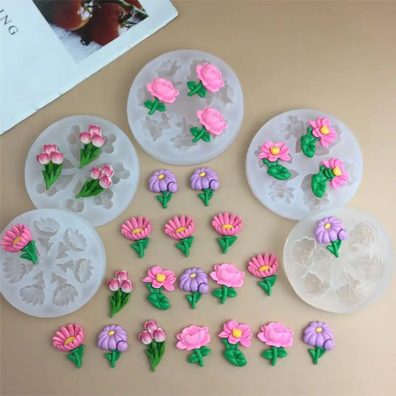 Hot Sale Flower Tulip Silicone Sugarcraft Mold Resin Tools Chocolate Cupcake Baking Fondant Cake Decorating Tools