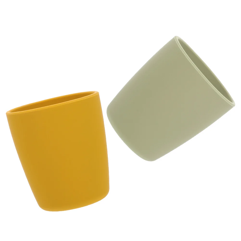 

2Pcs Silicone Baby Cups Safe Complementary Food Drink Milk Water Heatresistant Nondeformable Flexible Practical