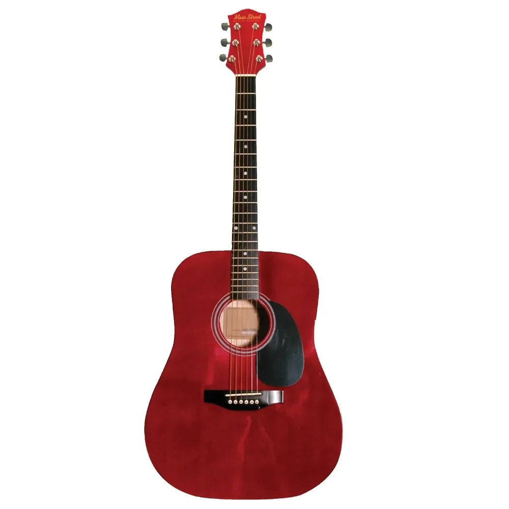 

41-Inch Acoustic Dreadnought Guitar with Transparent Red Finish Classical Professional Travel Free Shipping Ukulele Bass Musical