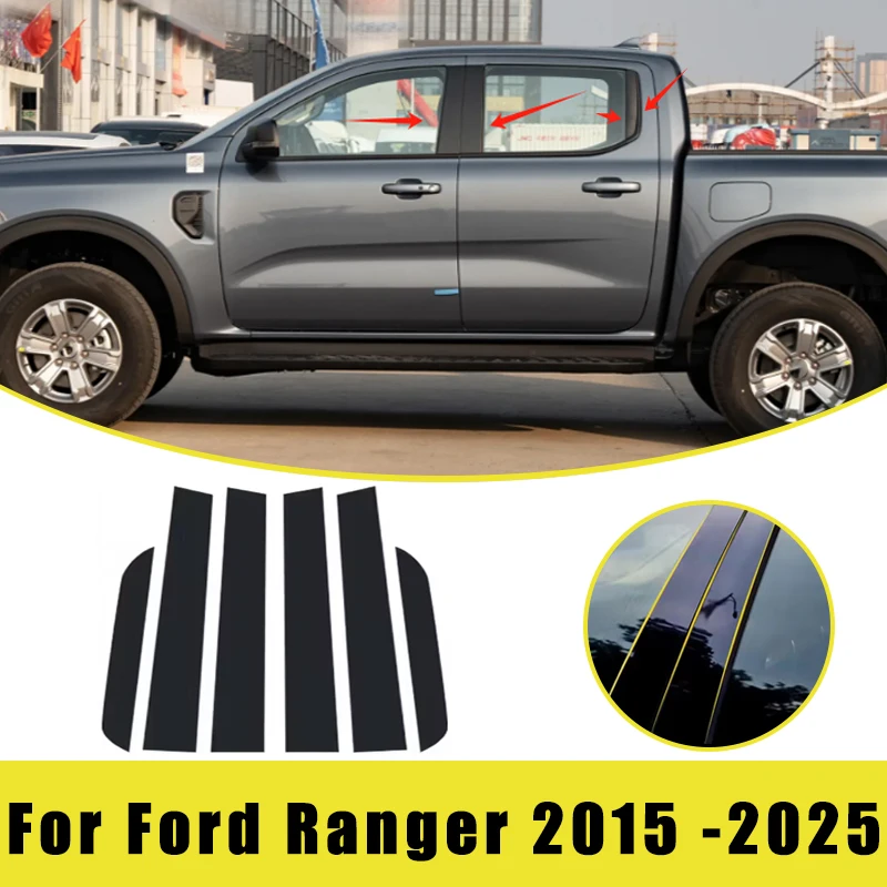 

Window Center Pillar Film Trim Cover B C Posts Sticker Column Car Accessorie For Ford Ranger 2015 -2025 2016 2017 2018 2019 2020
