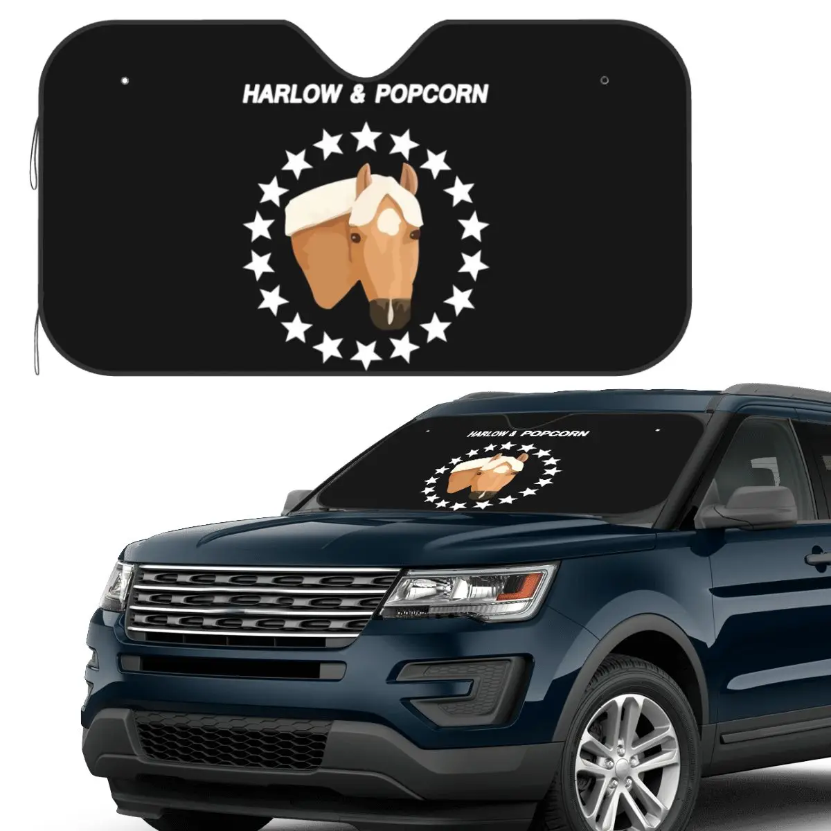 

Harlow And Popcorn Merch Popcorn The Pony Солнцезащитный козырек Лобовое стекло автомобиля Переднее лобовое стекло Солнцезащитный козырек Аксессуары Чехлы