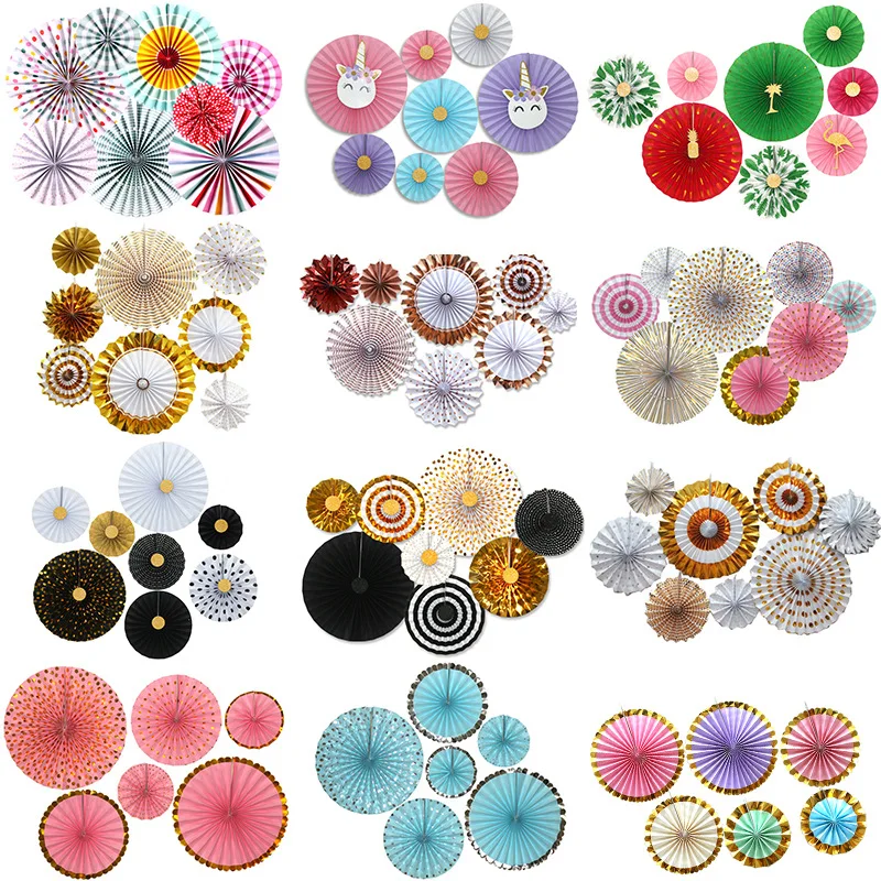 Ensemble d'Éventails de Fleurs Circulaires en Papier, Simple Couche, pour Décoration de ixde Mariage et d'Anniversaire, 6 Pièces, 12 Pièces