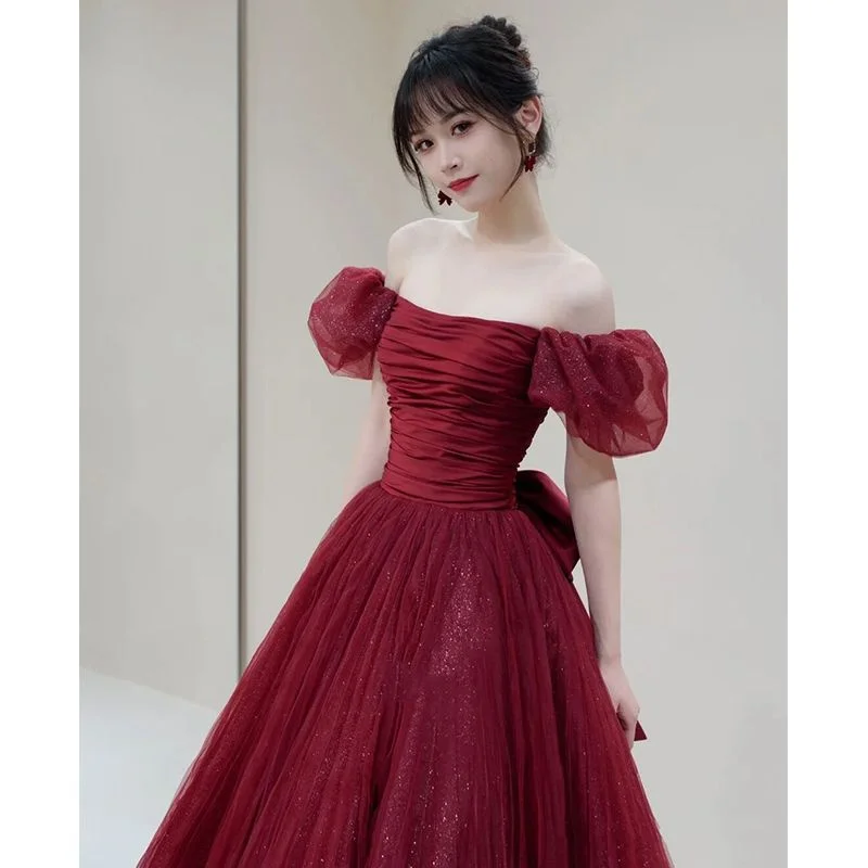 Toast Dress Bride 2024 Summer New Escape Princess Wedding Engagement Light Luxury Luxury High Sense Banquet Evening Dress Girl