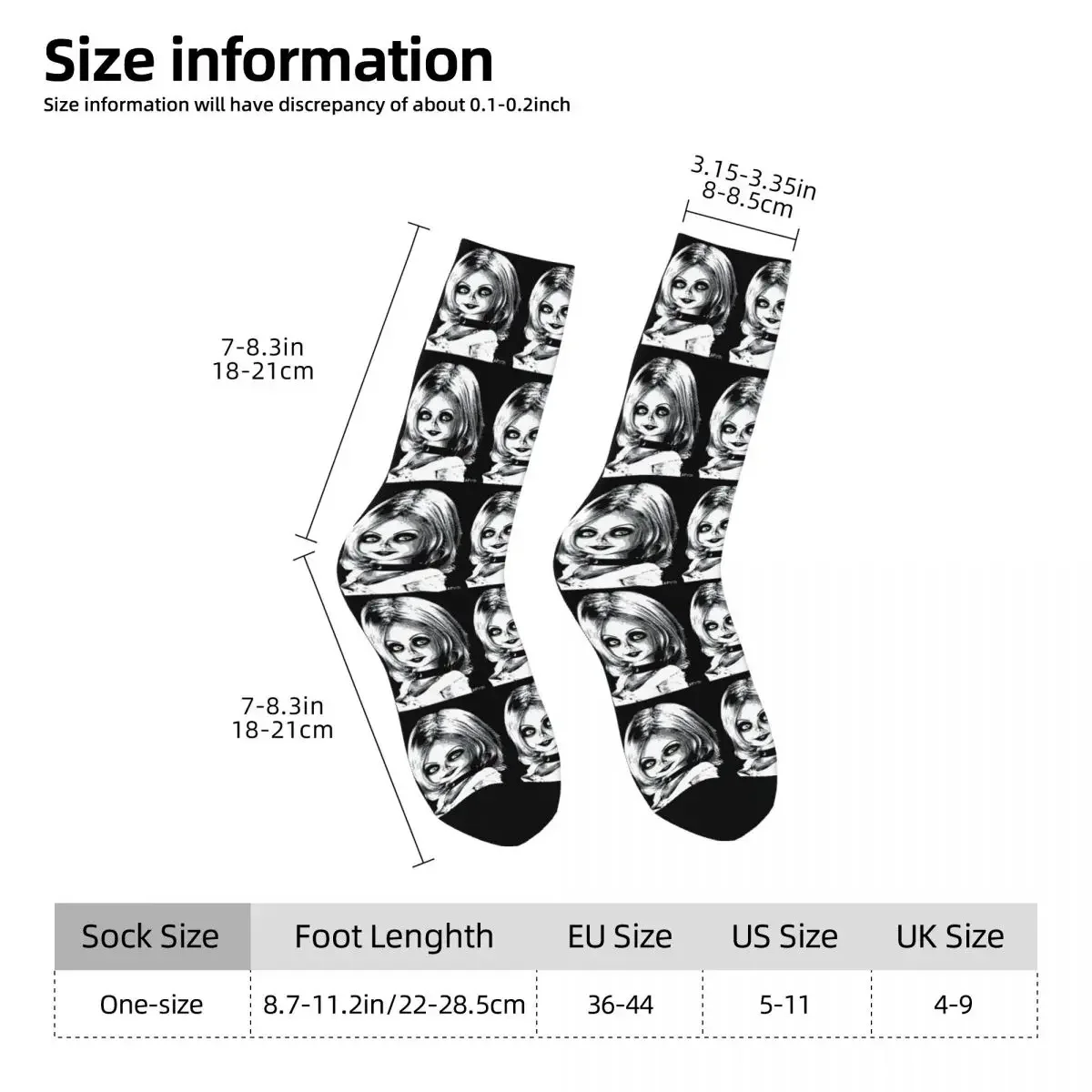 Bride Of Chucky Socks Harajuku High Quality Stockings All Season Long Socks Accessories for Unisex Birthday Present