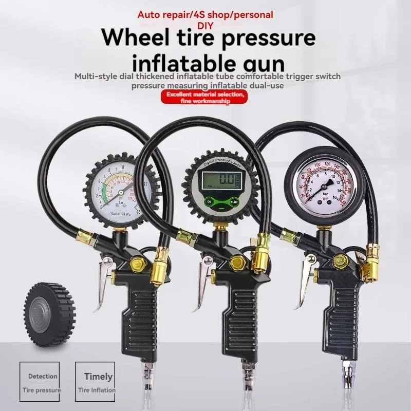 for Digital Tire Pressure Gauge Can Be Deflated Car Tire Air Gun Barometer Air Pressure Gauge Inflation Gun Inflation Table