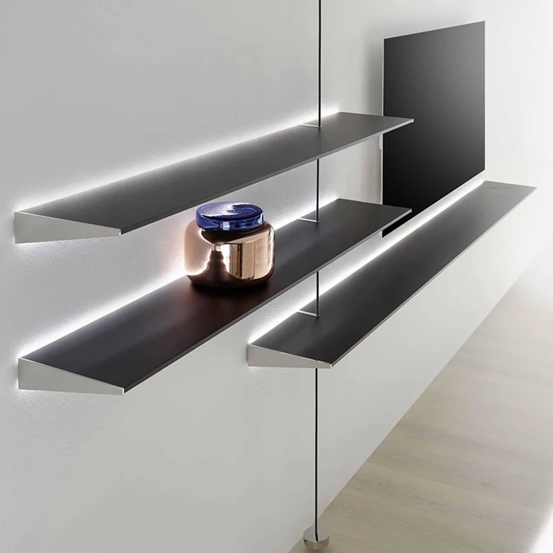 LED light laminate bookshelf bag shelf luminous jewelry rack wall with light display rack stainless steel shoe rack