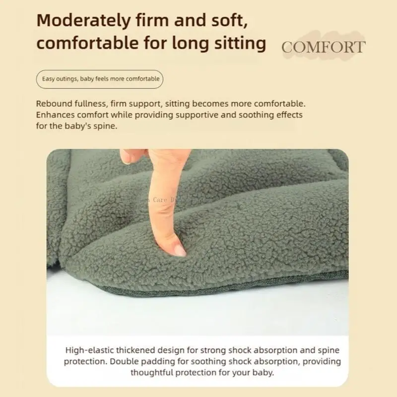 Almofada reversível para carrinhos bebê, algodão respirável, mistura poliéster, suporte ergonômico para acessórios