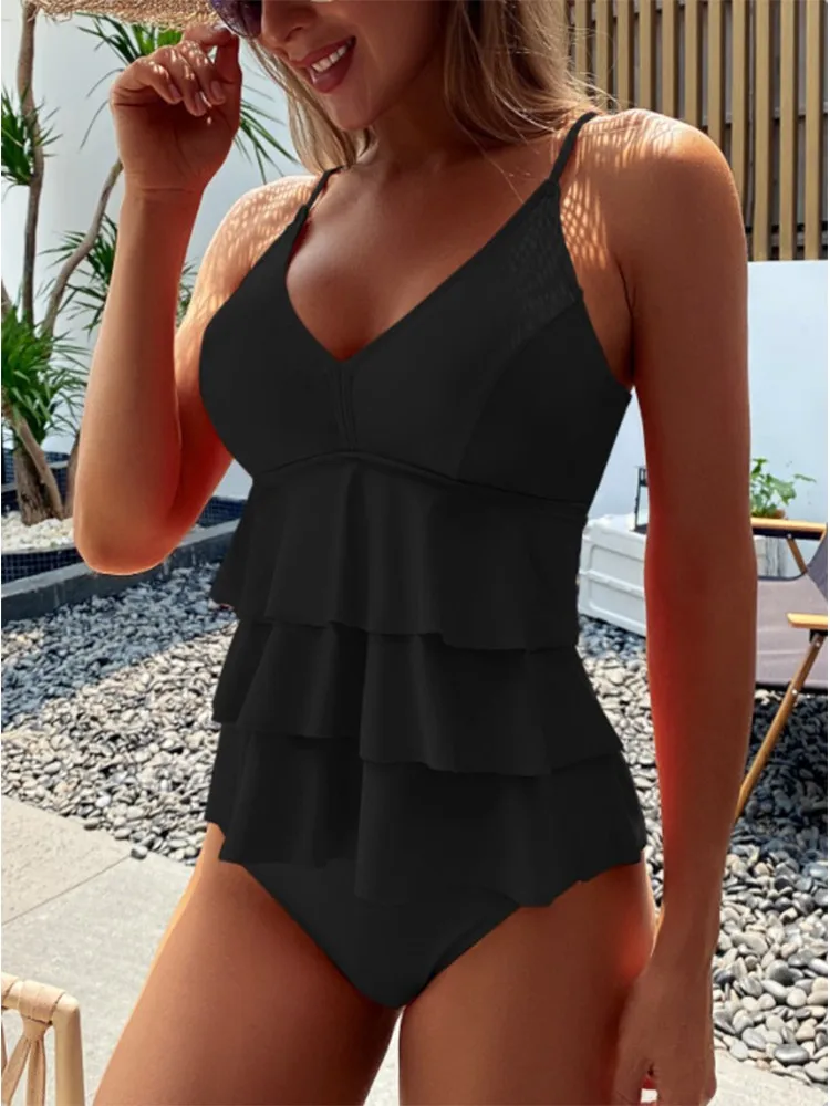 Conjunto de Bikini de cintura alta para mujer, bañador de dos piezas, ropa de playa, tankini, novedad de 2023