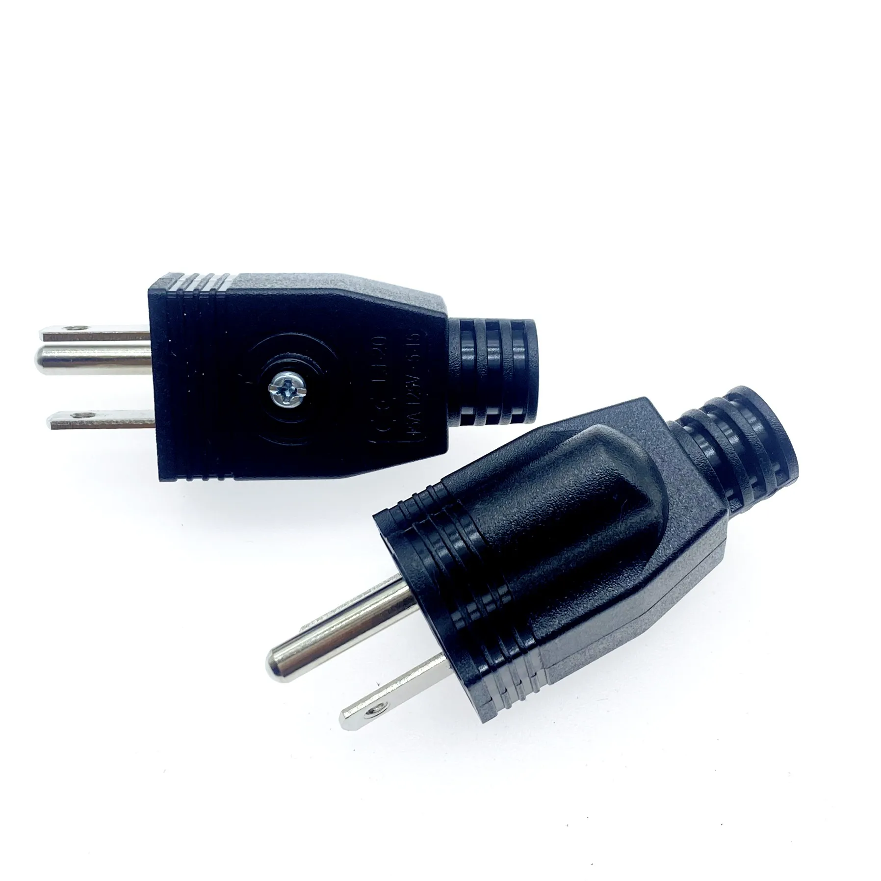 2PCS US American 3 Pin 15A 125V AC Electrical Power Male Plug Adaptor Adapter Wire Rewireable Extension Cord Connector