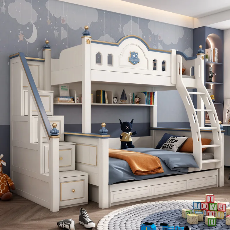 Double bed: children's bed, two-tier solid wood bunk bed