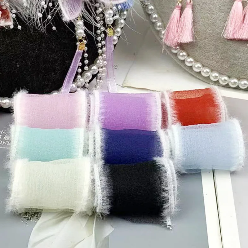 

10 Yards 50MM Whit Plush Selvedge Yarn Ribbon Hair Bows DIY Crafts Handmade Accessories New Year Decoration