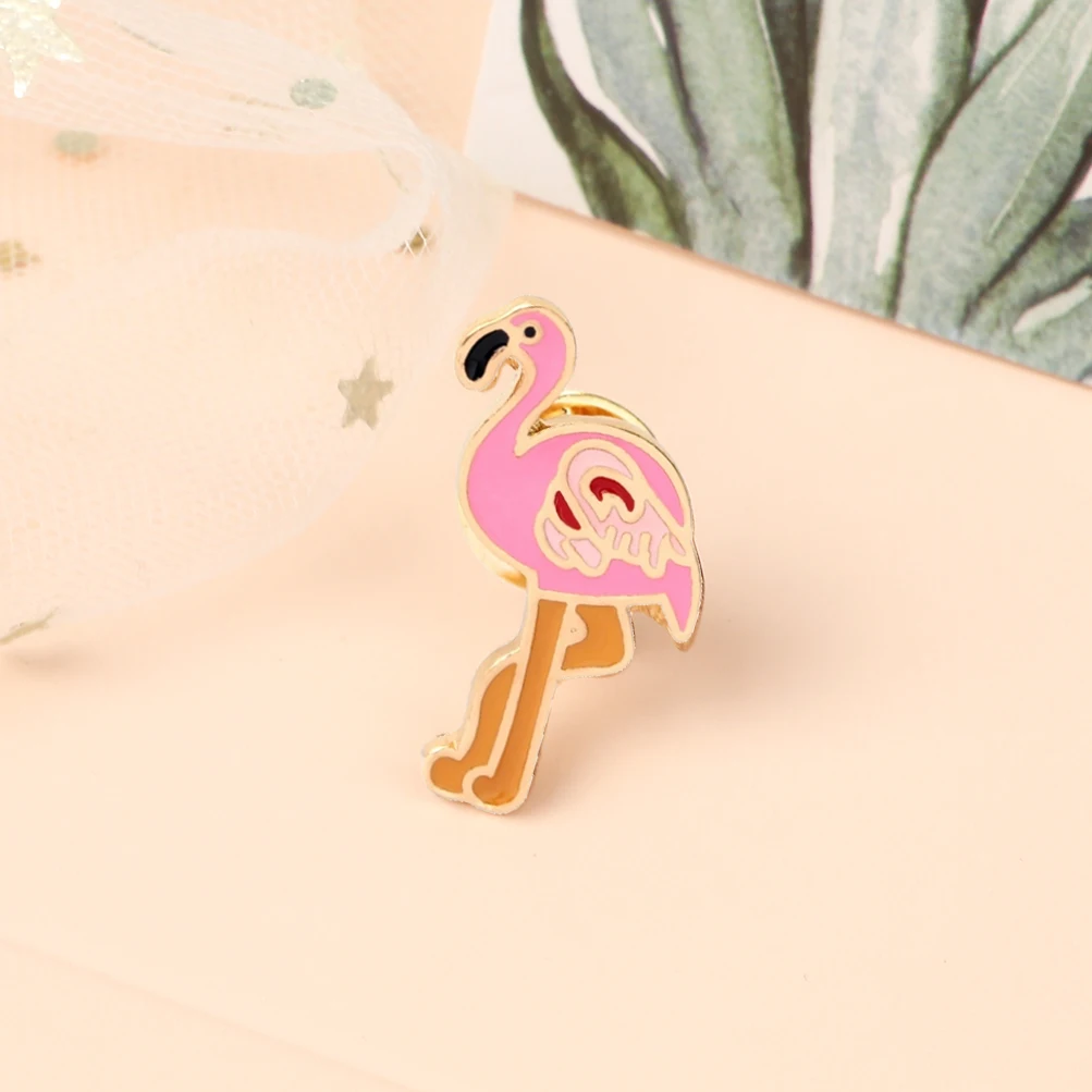 Unwavering Love! Couple Flamingo Cartoon Brooches Cute Animal Enamel Badges Clothes Lapel Pins Bag Jewelry Gift for Friends Kids