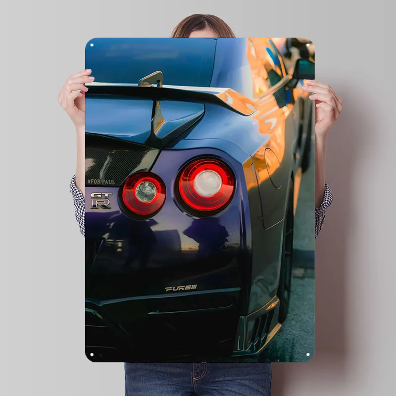 Nissan GT-R Rear View Tinplate Signs Car Poster Wall Decoration Room Custom Metal Sign for Wall Art Decoration Home Decor Items