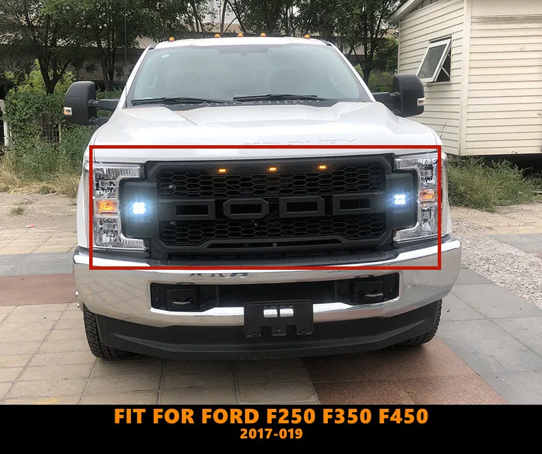 Good Quality ABS Front Middle Grill Racing Grills With LED Lights Fit For Ford F250 F350 F450 2017-2019