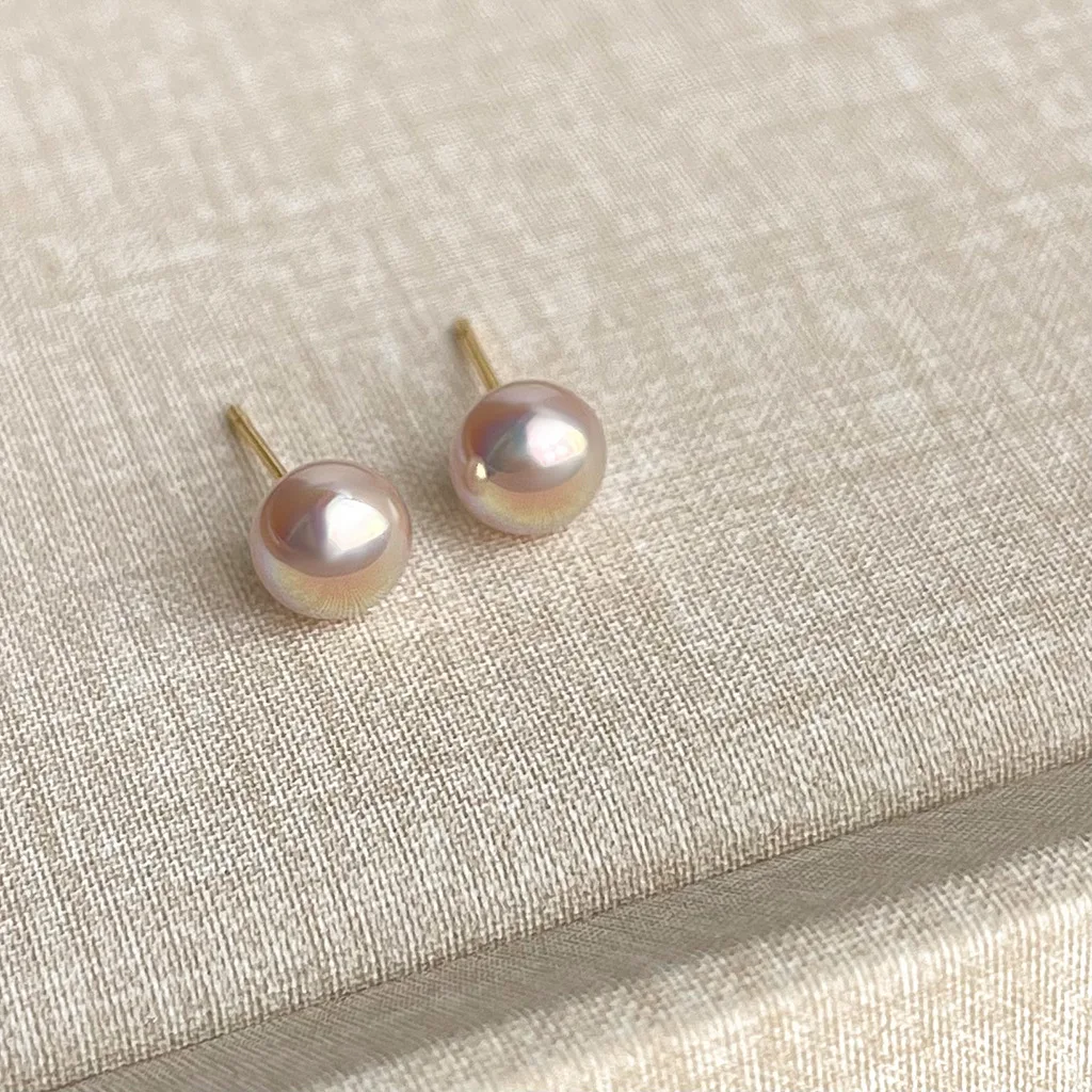 DIY accessories French light luxury steamed bread pearl stud earrings silver needle fashion versatile earrings Korean high-end b