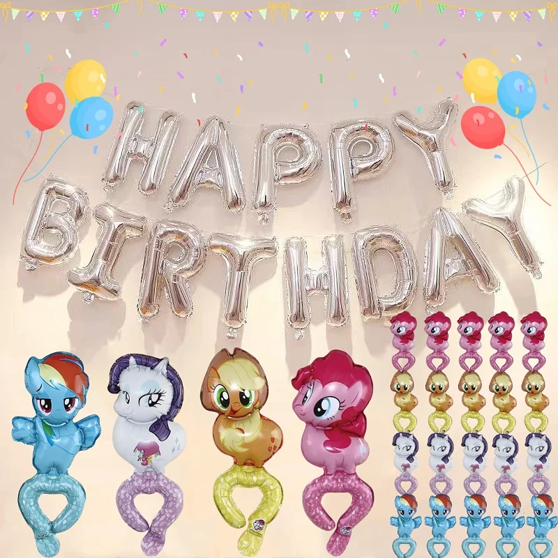 20Pcs/Set My Little Unicorn Pony Wrists Balloons Festivals Gift Balloons for Children's Birthday Theme Party Decoration Supplies