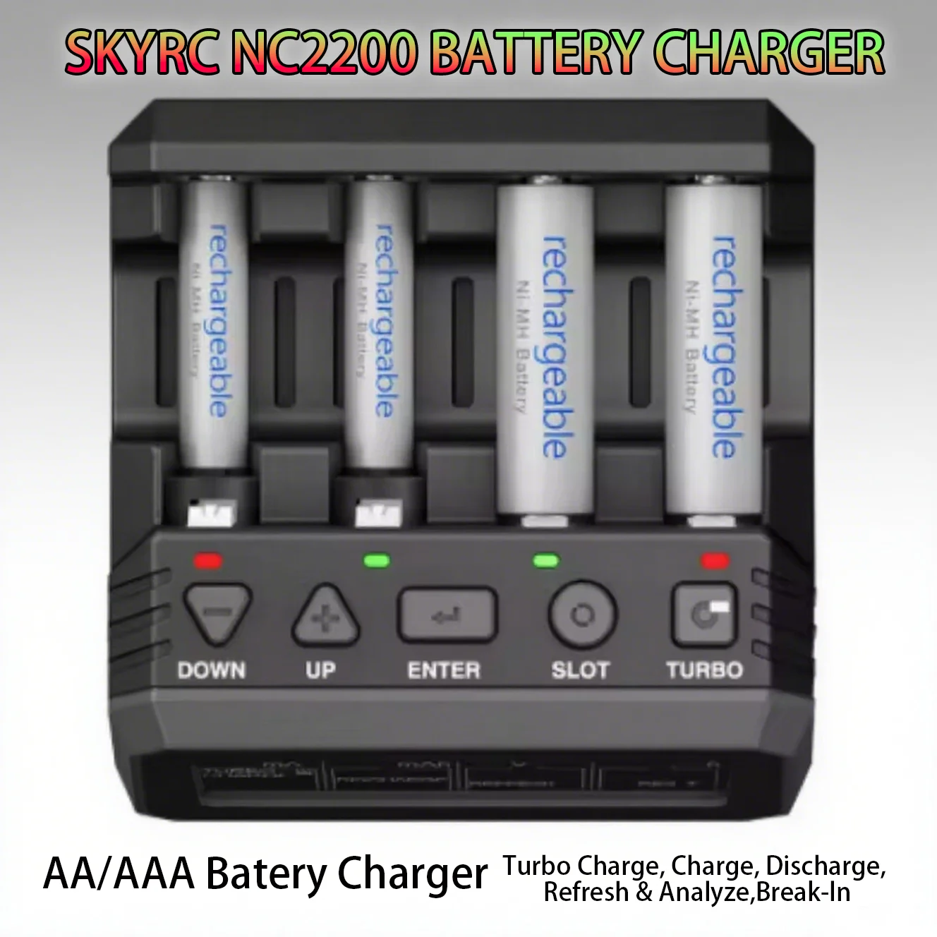 SKYRC NC2200 12V/2.0A 4 Slots AA AAA Battery Charger & Analyzer Charger Discharge for NiMH/NiCD Batteries