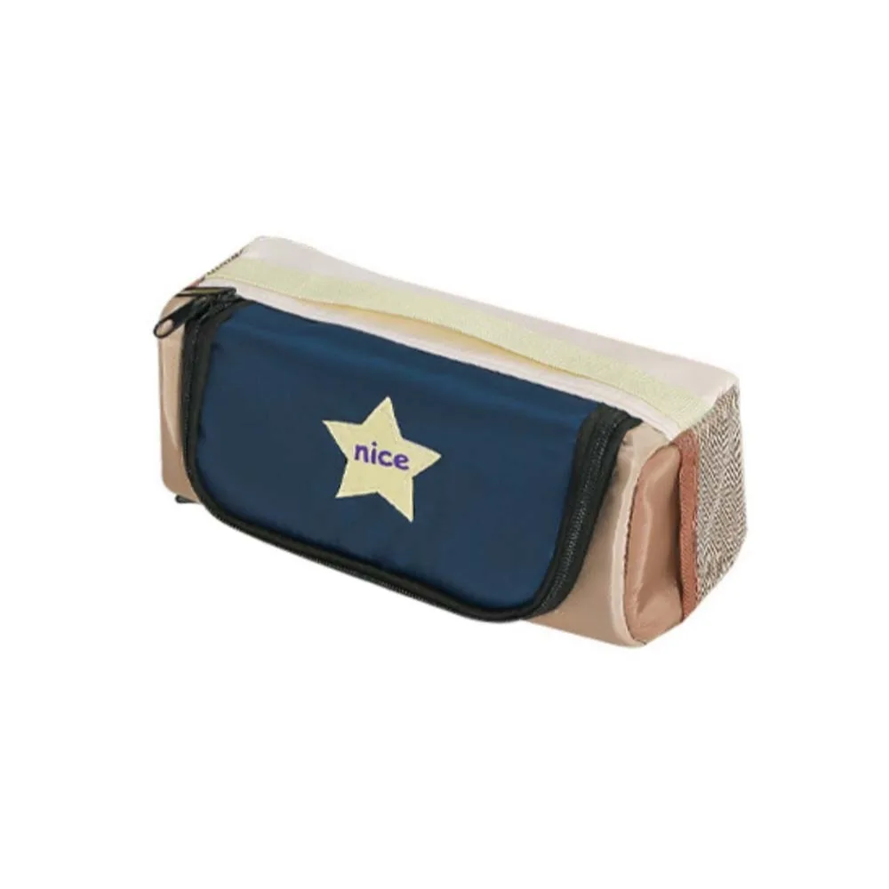 Square Korean Star Pencil Bag Multiple Pockets Layers Desktop Storage Large Capacity Pencil Bag Zipper Candy Color