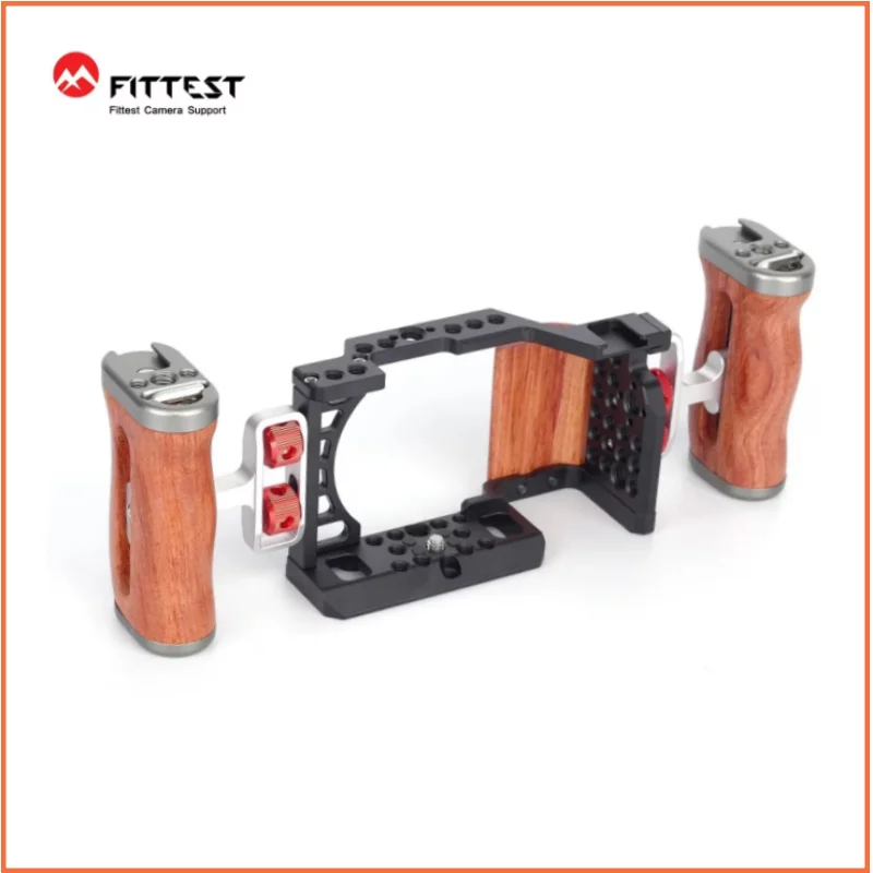 FITTEST Wooden Camera Side Handle Cage Grip Solid Wood Metal Universal for Sony A7M4 A7IV Canon R5 R6 Nikon Z6 Z7 Fujifilm XT5