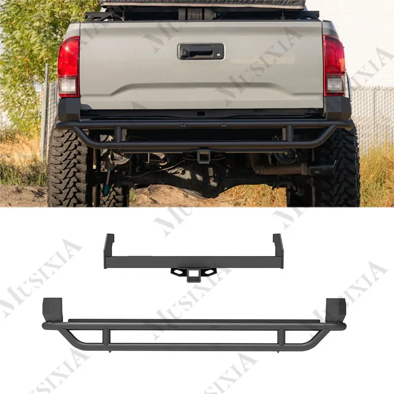 

Heavy Duty 4x4 Accessories Steel Off-road Textured Black Trailer Hitch Receiver Rear Bumper for Toyota Tacoma 16-23