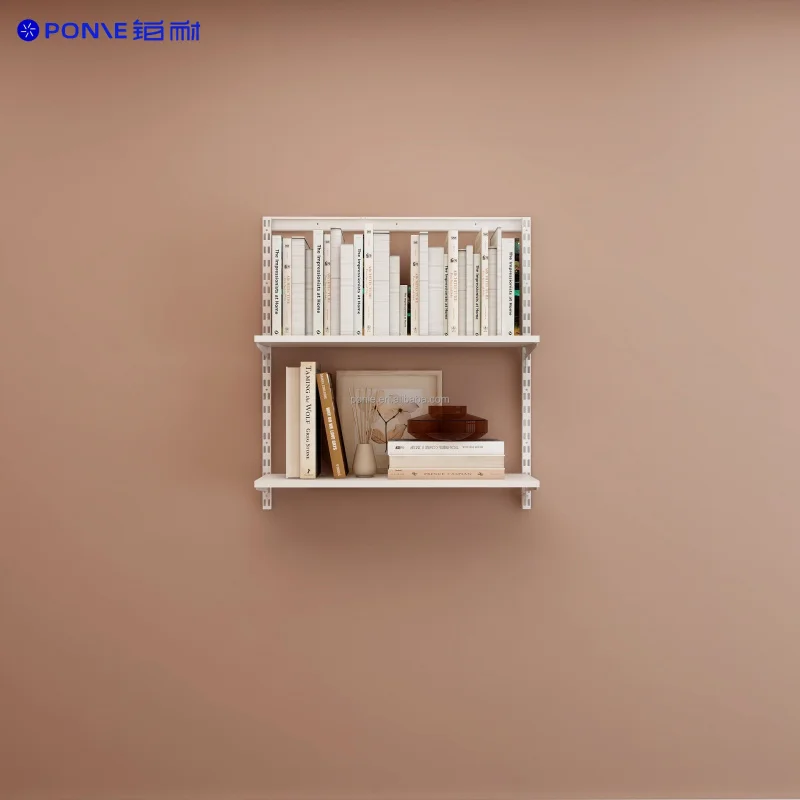 custom.0.8M Moderner Stil Weißes Minimalistisches Tragbares Verstellbares Wandmontiertes Holz-Eisen-Bücherregal mit 6 Regalböden für Schule und