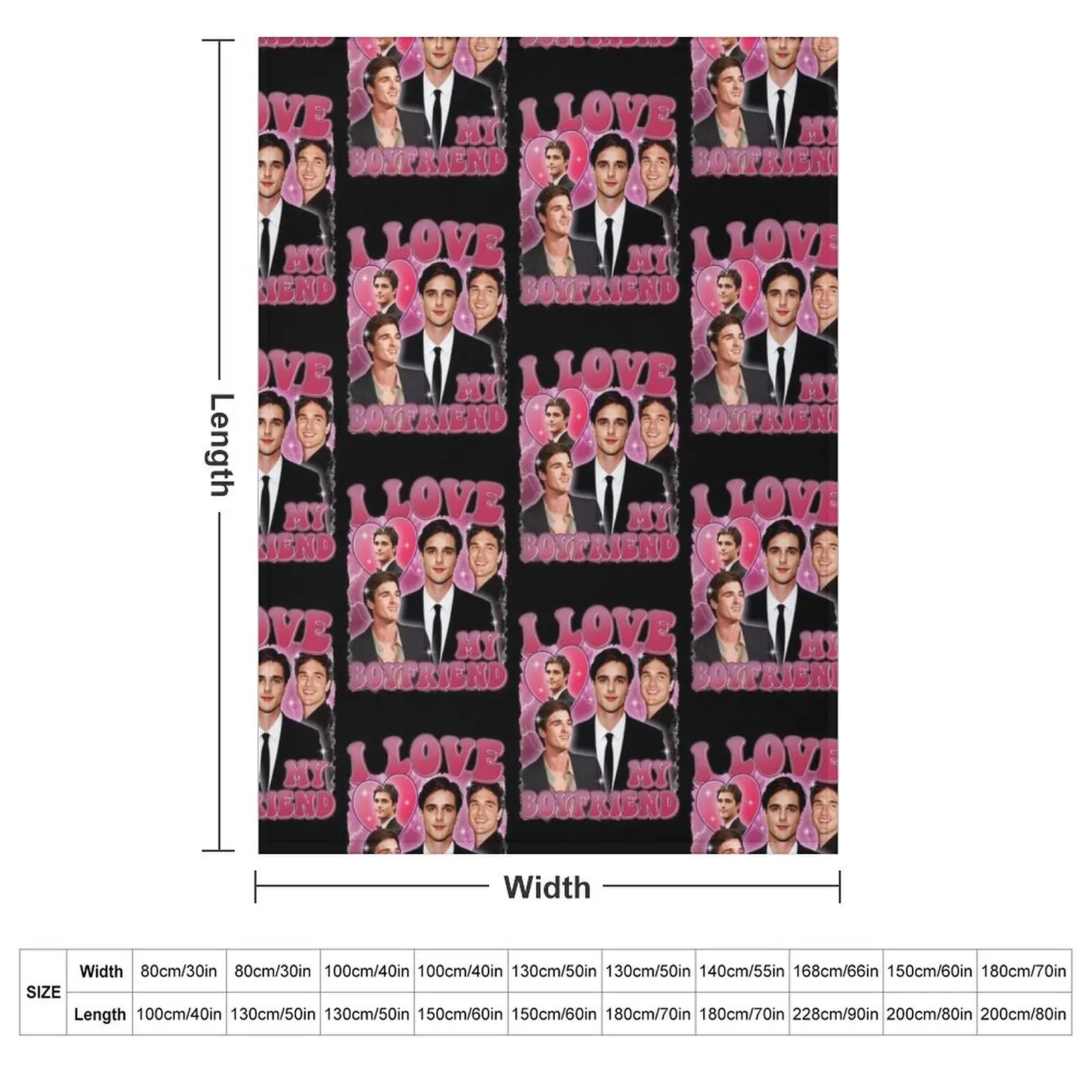 Jacob Elordi I Love My Boyfriend Throw Blanket couch cozy soft plush fuzzy picnic outdoor blanket