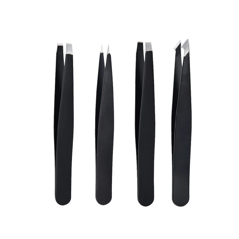4PCS Tweezers Set Professional Makeup Tools Stainless Steel Tweezers For Eyebrows For Facial Hair And Ingrown Hair Removal