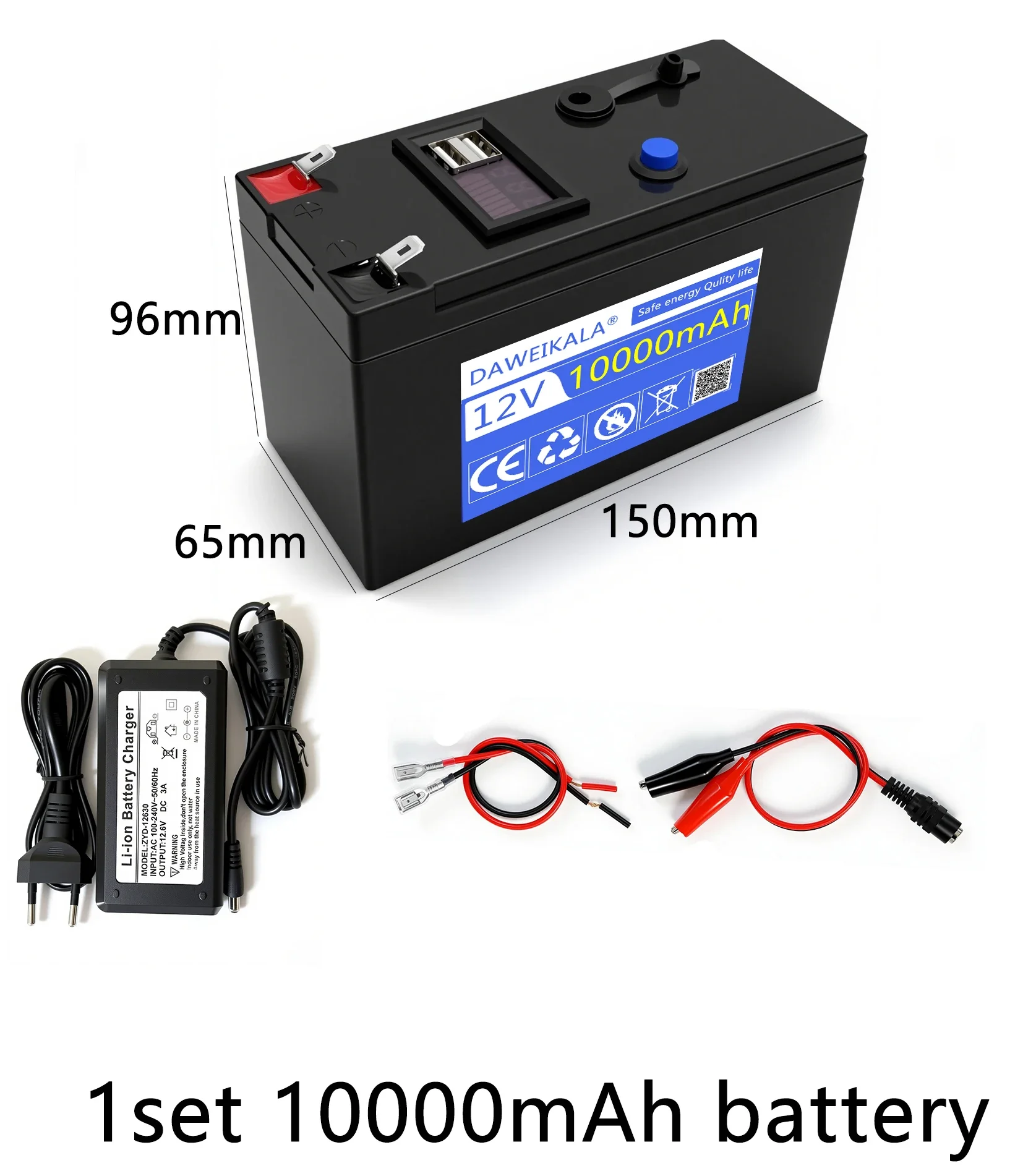 12V 30000mAh Oplaadbare Li-ion Batterij voor Elektrische Speelgoed Auto LED Strip Verlichting Outdoor Voeding Power Bank