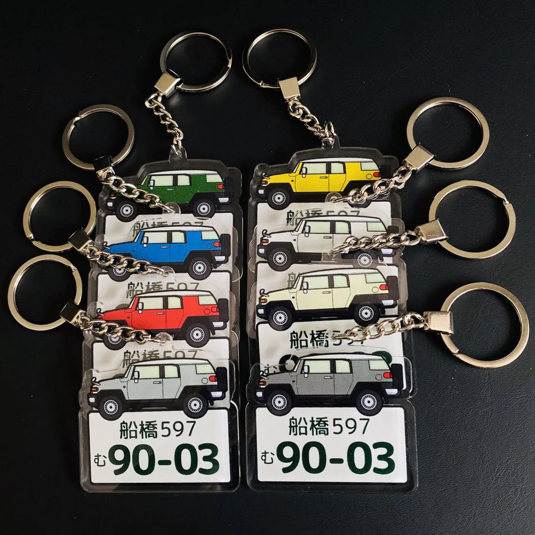 Car Body Theme Keychain For Toyota FJ Cruiser Key Ring Acrylic Casting Ornaments Interior Decoration Accessories