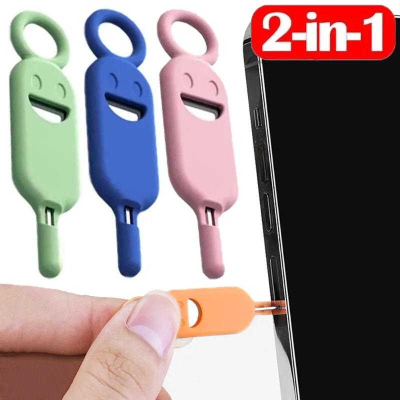 

Universal Sim SD Card Tray Opening Tool with Soft Silicone Protector Cover Anti-lost Tray Ejector Pins Needle Opener Ejector