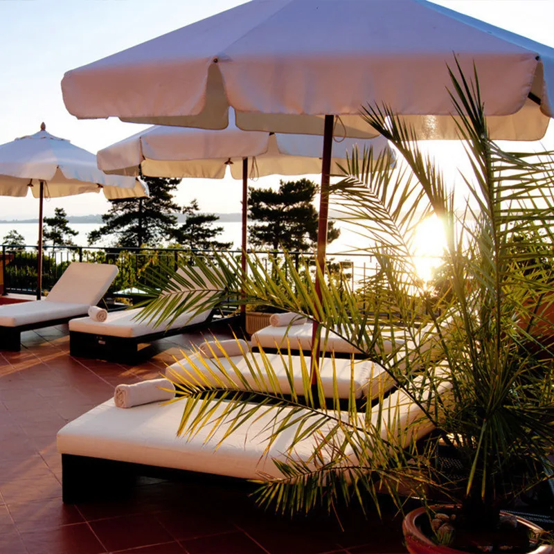 Outdoor Pool Loungers Seaside Rattan Beach Chairs Courtyard Garden Hotel Outdoor Leisure Lounges
