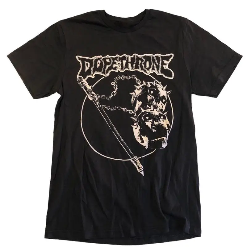 تي شيرت Vtg Dopethrone Band Tour Concert قطن أسود بالحجم الكامل