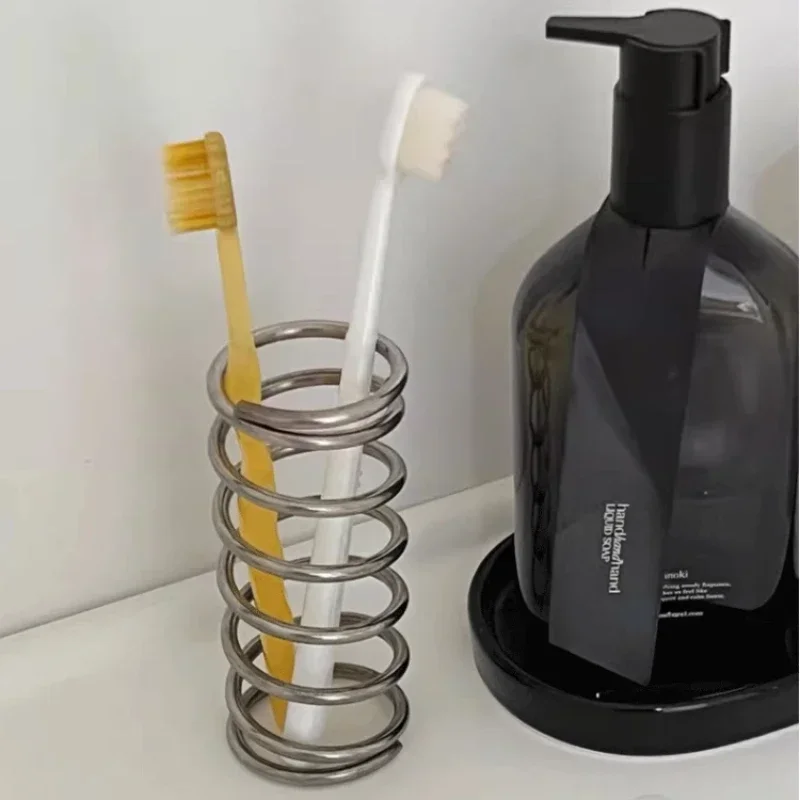 

Creative Stainless Steel Toothbrush Holder Metal Bathroom Toothware Rack Toothpaste Makeup Brush Storage Decoration Storage Rack