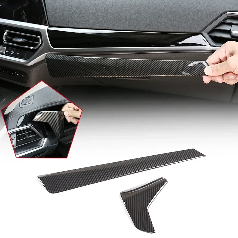 Car Styling Carbon Fiber Texture Center Dashboard Panel Passenger Side Cover Trim For BMW 3 Series G20 G28 2019 2020 2021 LHD