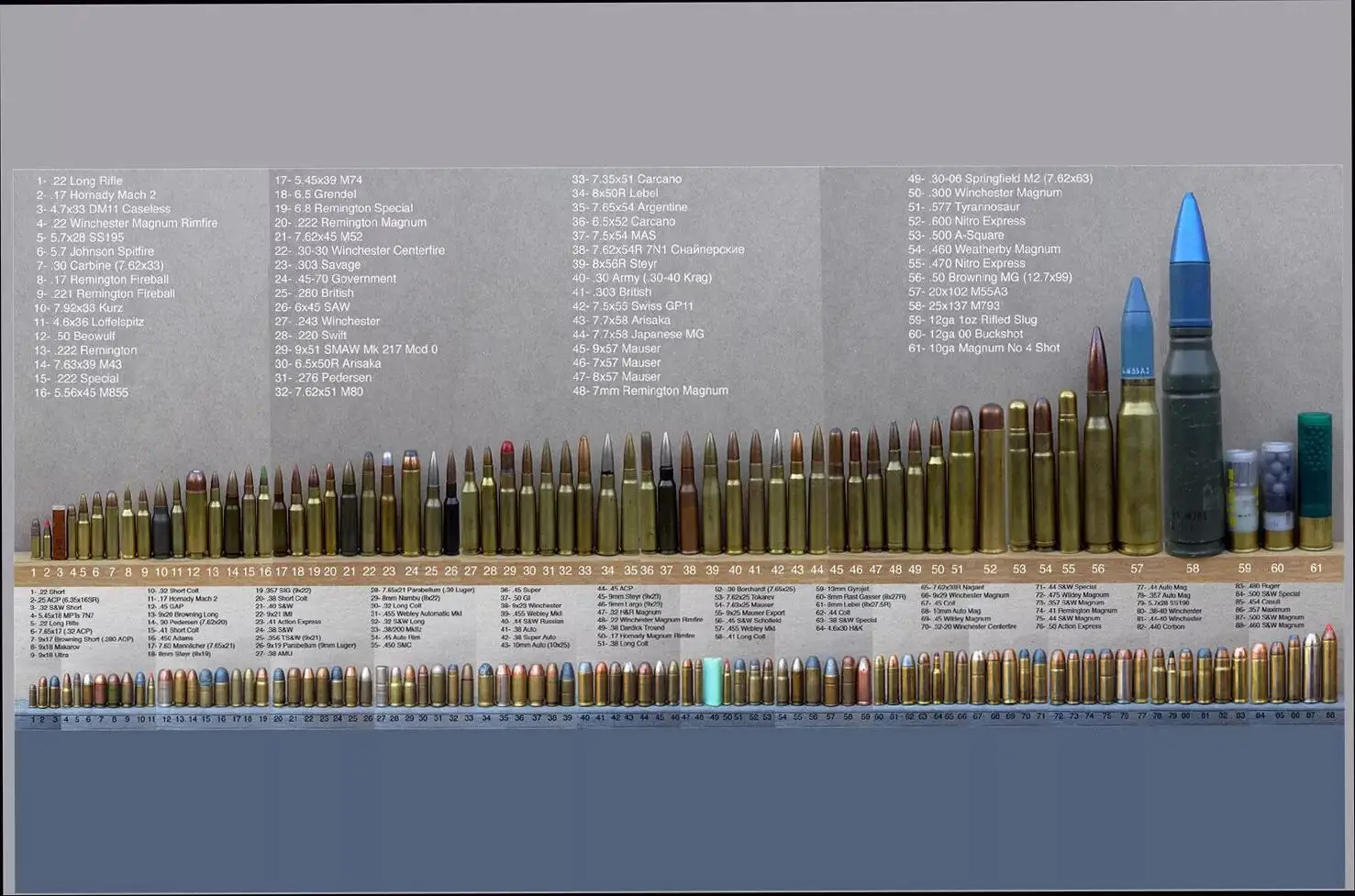 Bullet Caliber Comparison Chart Poster Art SILK POSTER Wall Art Home Decorative painting