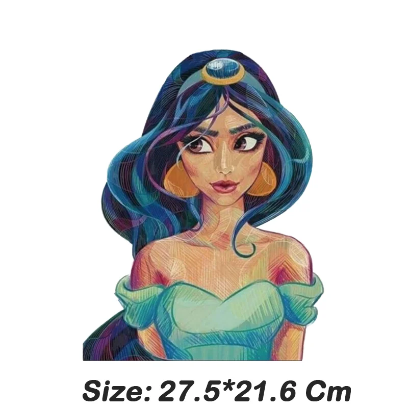 Disney Cartoon Princess personality Print Sticker Heat-Adhesive Patches For Clothes,Suitable for Hoodie,T-shirt,pillow,canva bag