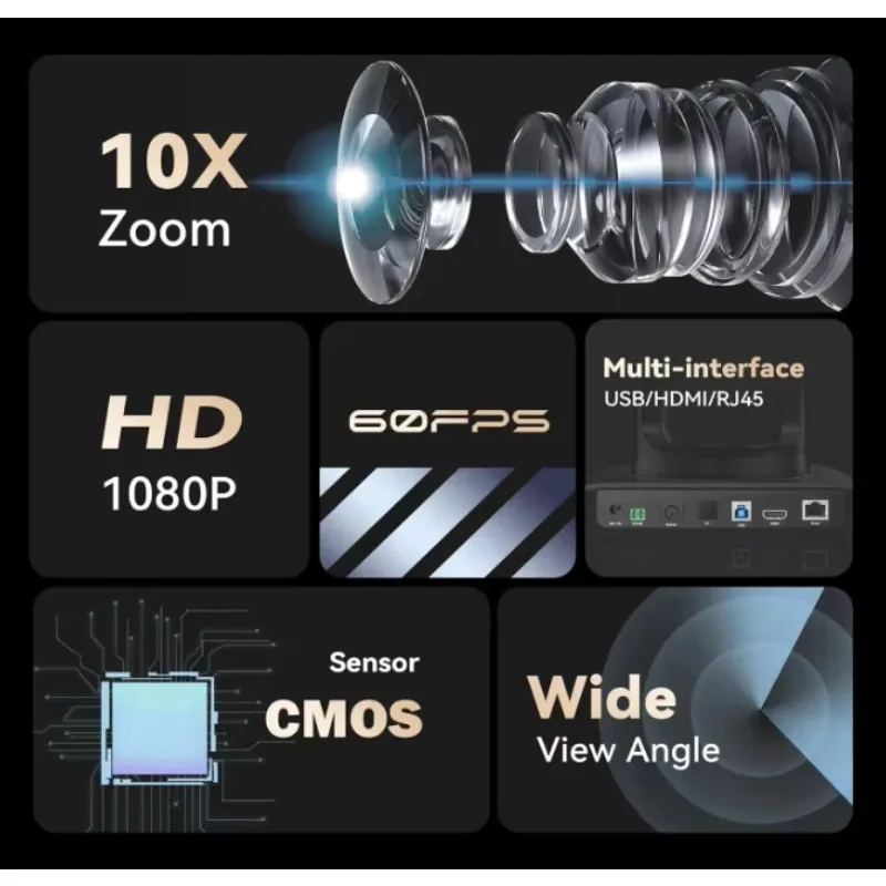 2024 câmera profissional e útil TEVO-VHD10H óptica ptz 10x zoom hdmi/usb3.0/rj45 1080p 60fps câmera de vídeo para streaming ao vivo