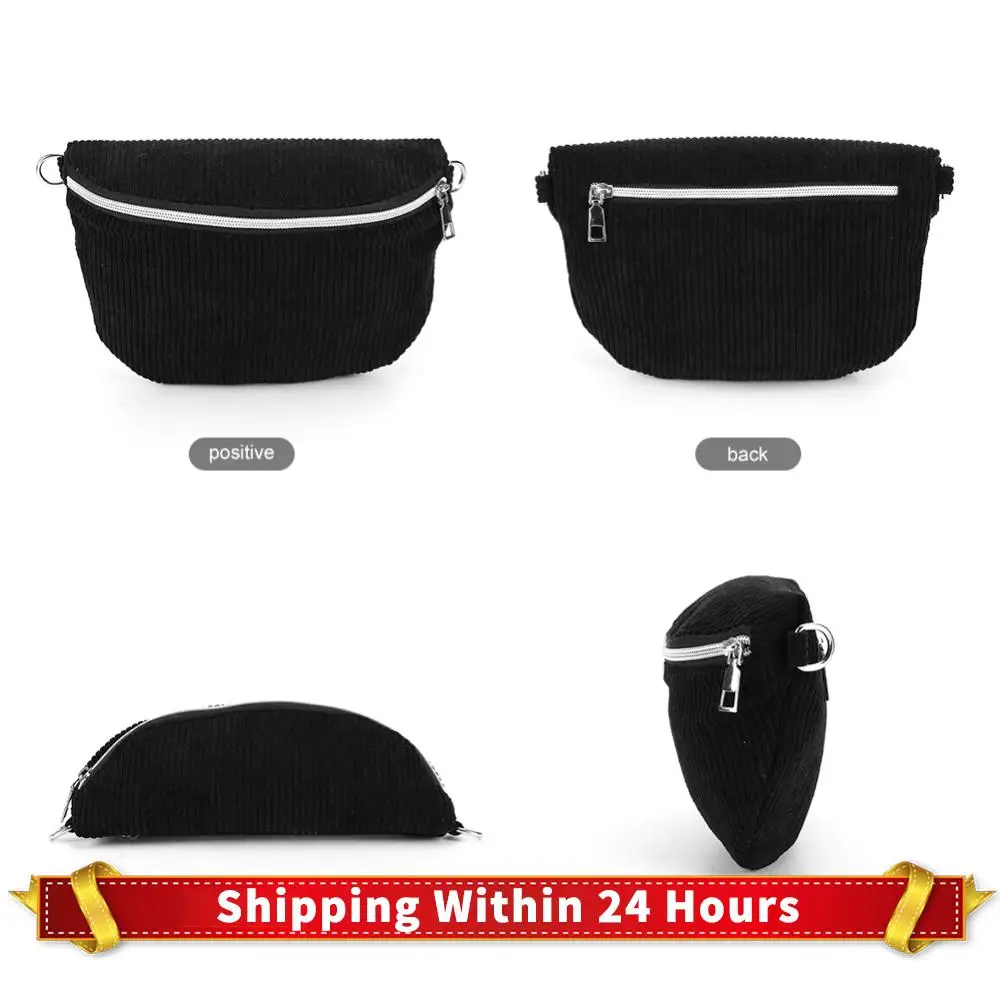 

Shoulder Bag for Men Women Corduroy Crossbody Bag with Adjustable Wide Strap Zipper Chest Bag Fanny Pack for Travel Workout